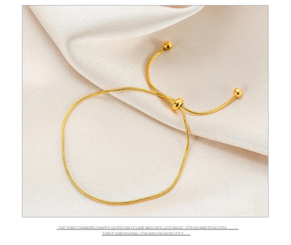 Snake Pattern Titanium Steel Bracelet For Women With Love Charms In Golden