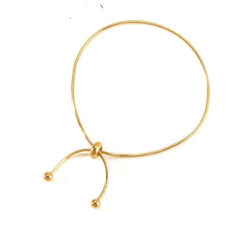 Snake Pattern Titanium Steel Bracelet For Women With Love Charms In Golden