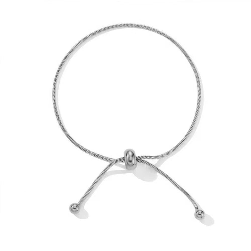 Snake Pattern Titanium Steel Bracelet For Women With Love Charms In Golden