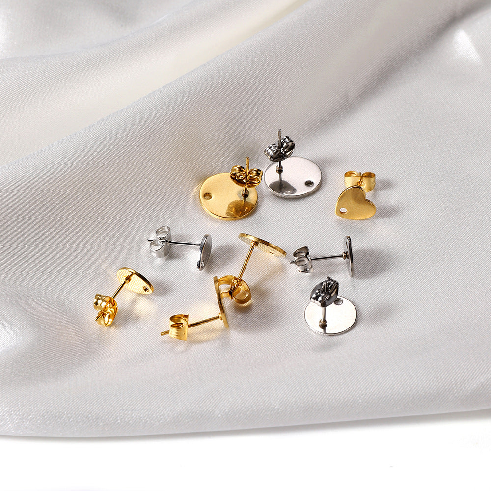 Cute Heart Shape Earring Findings In Golden Color, 10 PCS/Package With Hole Size 1~1.9mm Jewelry Accessories