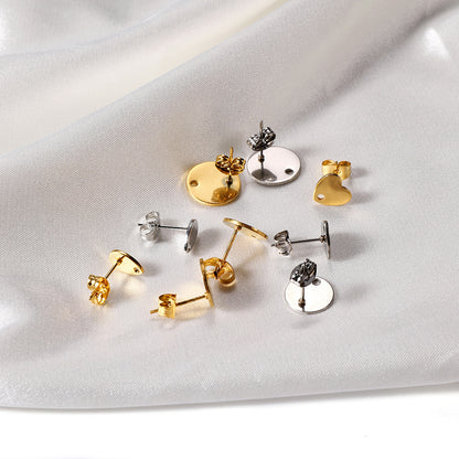 Cute Heart Shape Earring Findings In Golden Color, 10 PCS/Package With Hole Size 1~1.9mm Jewelry Accessories