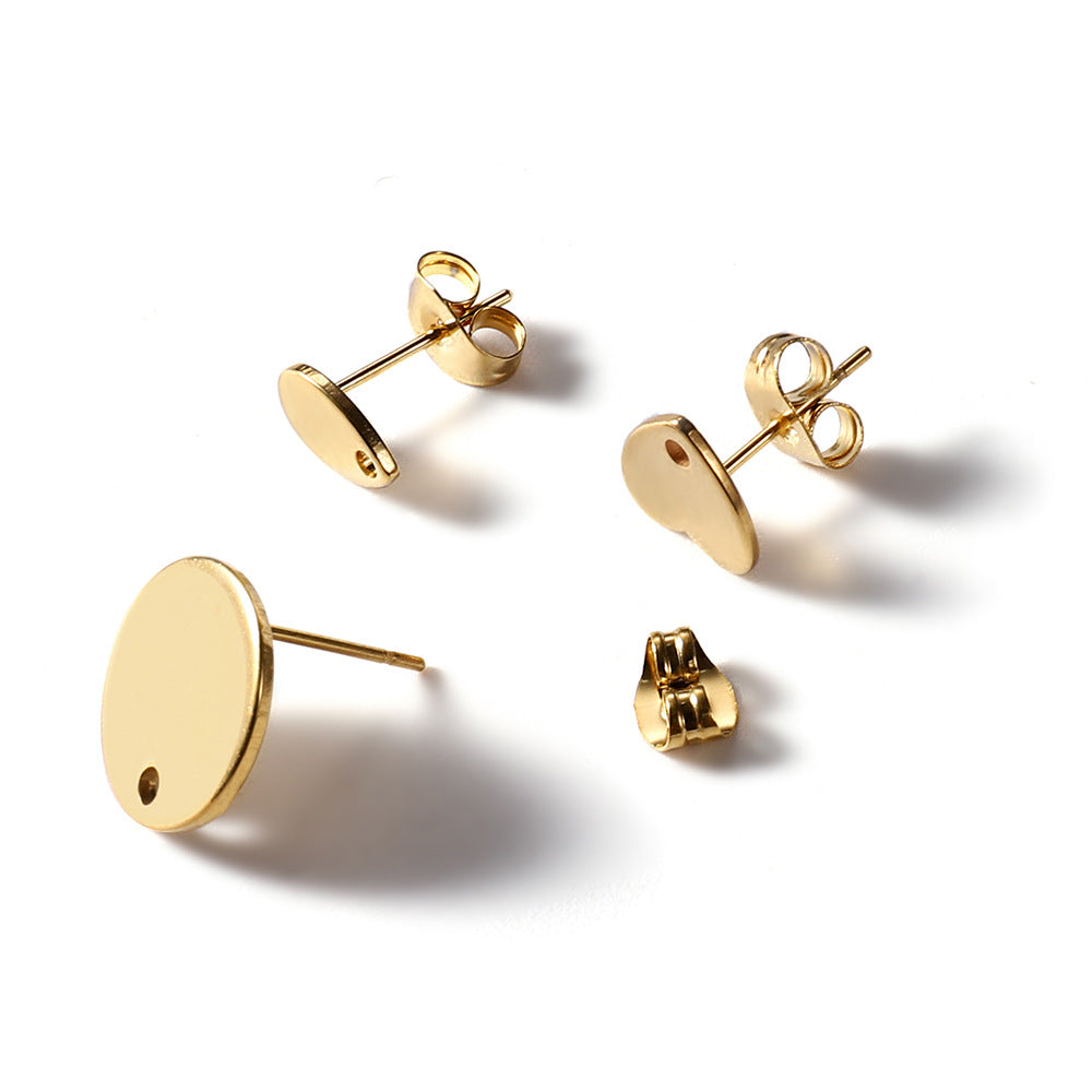 Cute Heart Shape Earring Findings In Golden Color, 10 PCS/Package With Hole Size 1~1.9mm Jewelry Accessories