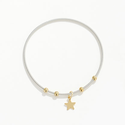 Pentagram Couple Wristband For Him And Her In 304 Stainless Steel With 18K Real Gold Plated And Zircon Inlay, Featuring Tube Chain