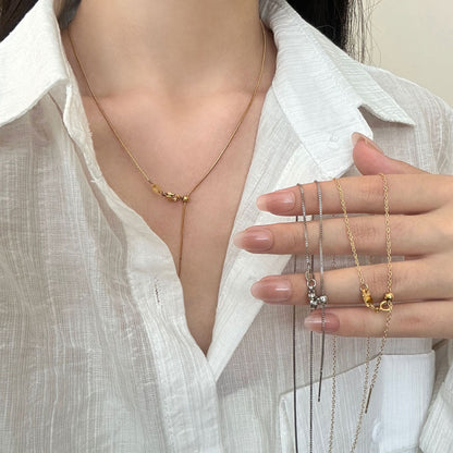 For Love Charms Necklace In Golden Titanium Steel With Durable Cable Chain