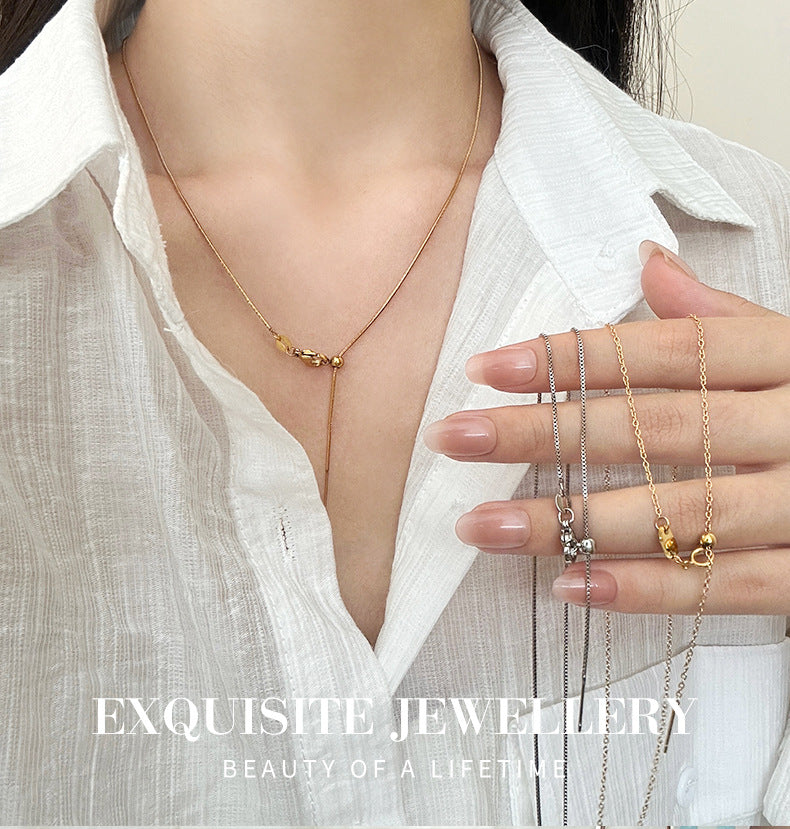 For Love Charms Necklace In Golden Titanium Steel With Durable Cable Chain