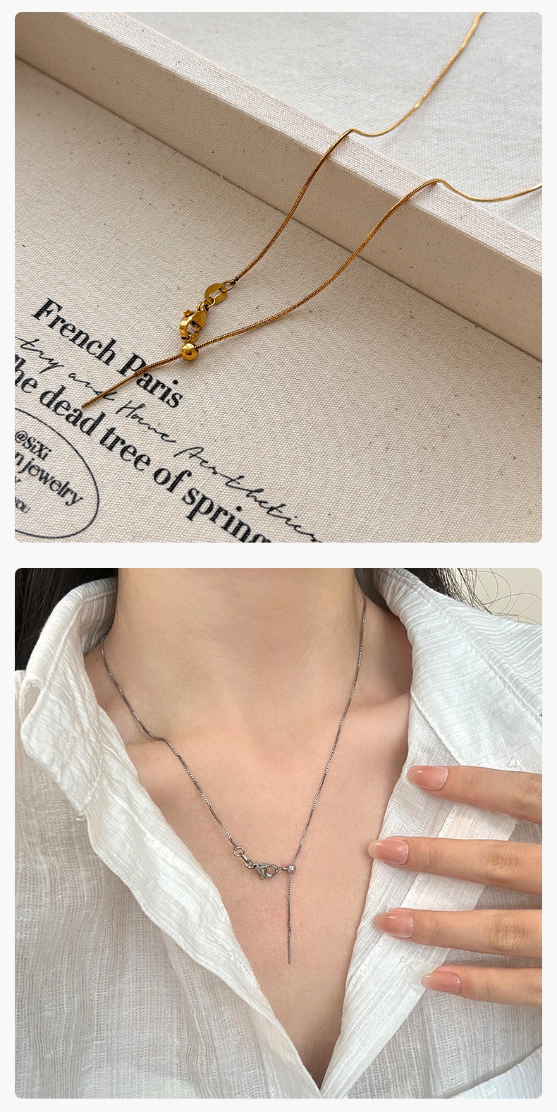 For Love Charms Necklace In Golden Titanium Steel With Durable Cable Chain