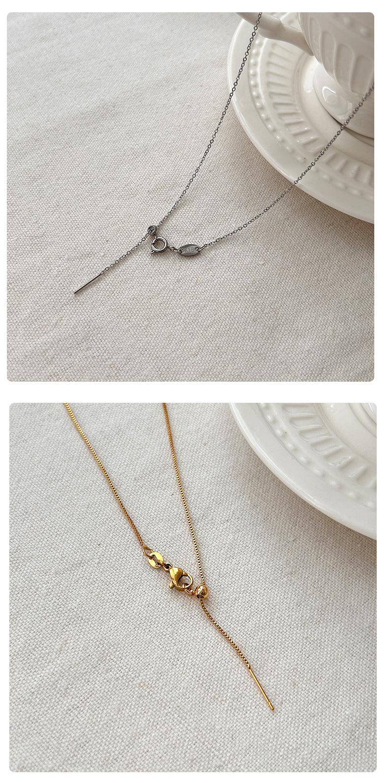 For Love Charms Necklace In Golden Titanium Steel With Durable Cable Chain