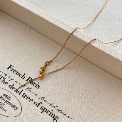 For Love Charms Necklace In Golden Titanium Steel With Durable Cable Chain