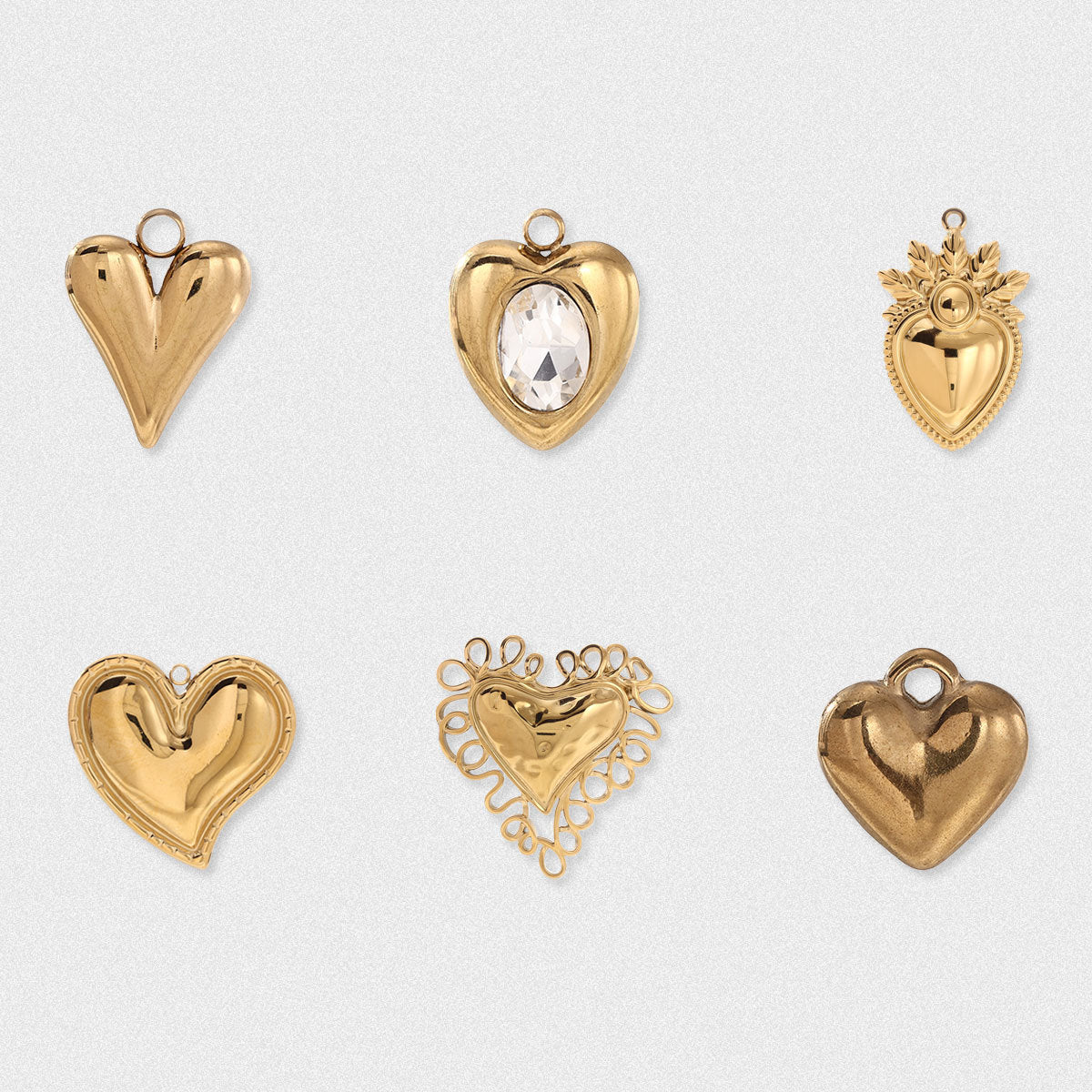 Heart Shape Love Charms Jewelry Accessories In Golden Titanium Steel