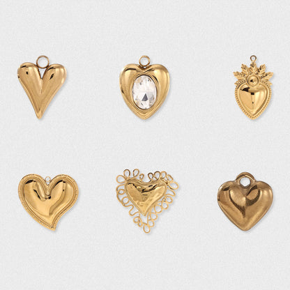 Heart Shape Love Charms Jewelry Accessories In Golden Titanium Steel