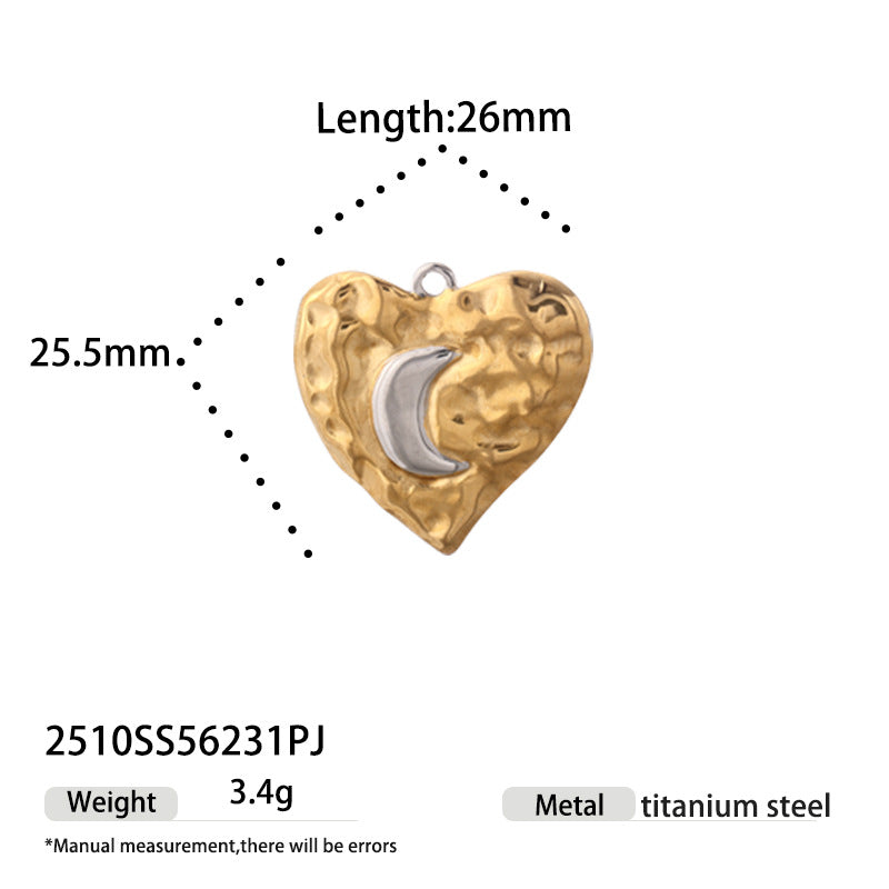 Titanium Steel Love Charms With Zircon Inlay, 18K Real Gold Plated And Electroplated Finish Jewelry Accessories