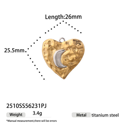 Titanium Steel Love Charms With Zircon Inlay, 18K Real Gold Plated And Electroplated Finish Jewelry Accessories