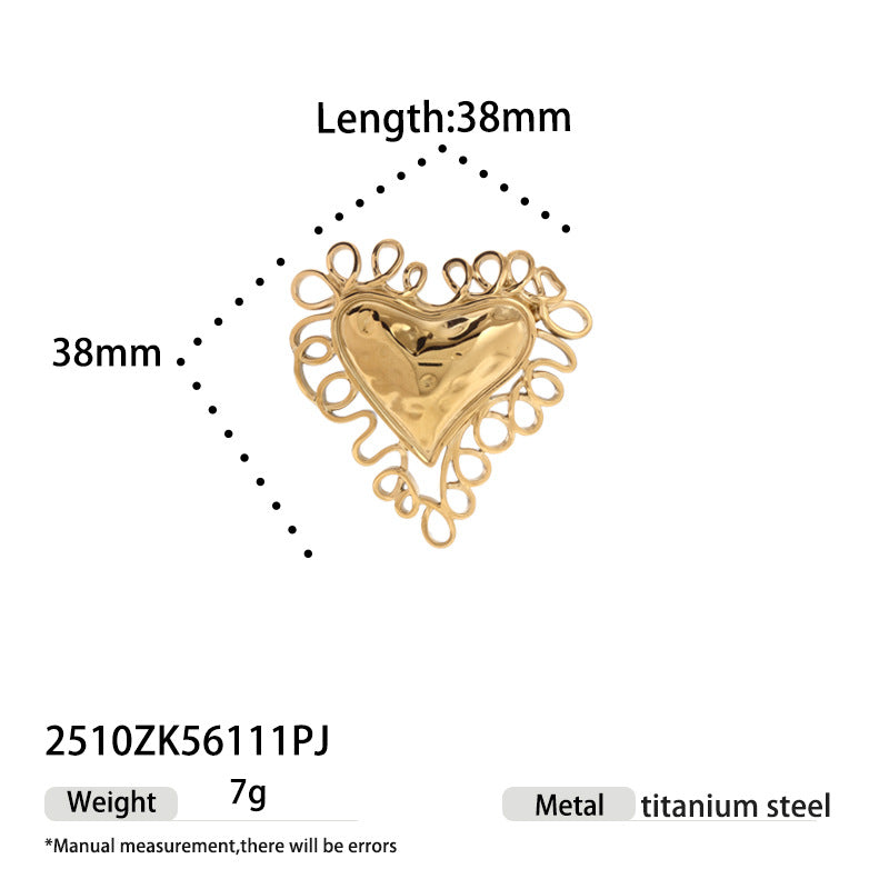 Heart Shape Love Charms Jewelry Accessories In Golden Titanium Steel