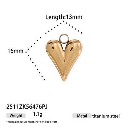 Heart Shape Love Charms Jewelry Accessories In Golden Titanium Steel