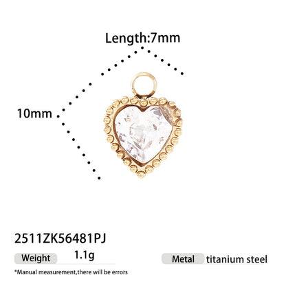 Titanium Steel Love Charms With Zircon Inlay, 18K Real Gold Plated And Electroplated Finish Jewelry Accessories