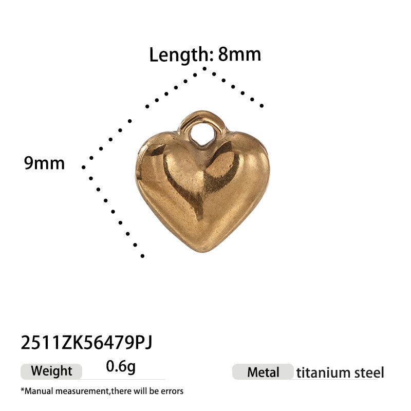 Heart Shape Love Charms Jewelry Accessories In Golden Titanium Steel
