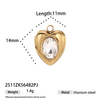 Titanium Steel Love Charms With Zircon Inlay, 18K Real Gold Plated And Electroplated Finish Jewelry Accessories