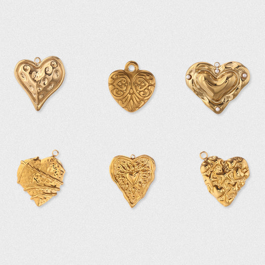 Heart Shape Love Charms Made Of Durable Titanium Steel In Steel Color, Perfect Jewelry Accessories