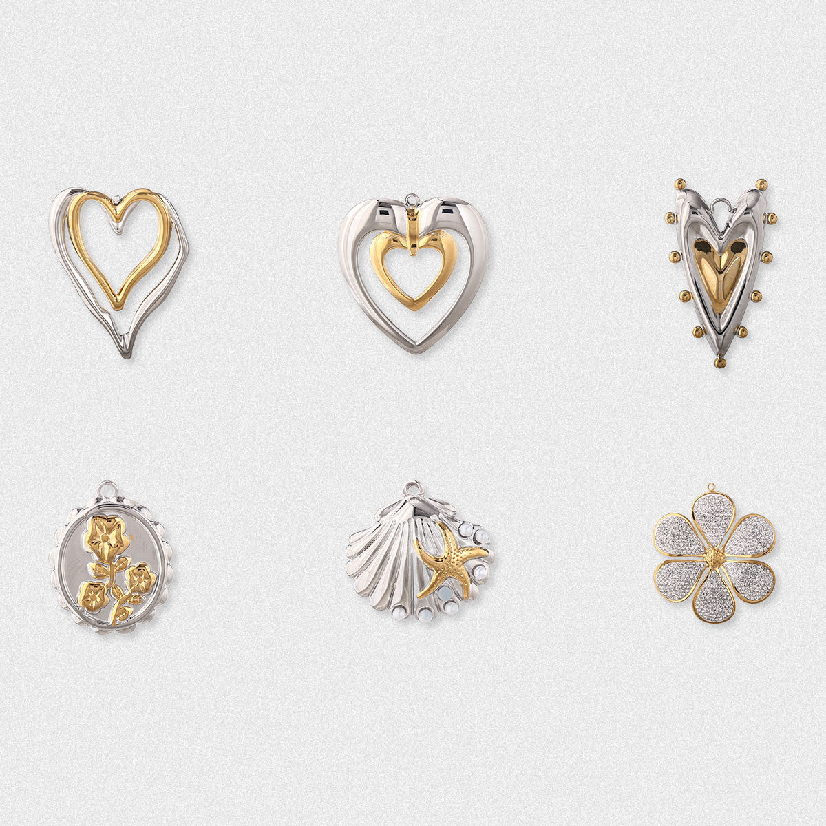 Ocean Love Charms Jewelry Accessories In Silver Titanium Steel