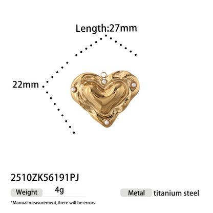 Heart Shape Love Charms Made Of Durable Titanium Steel In Steel Color, Perfect Jewelry Accessories