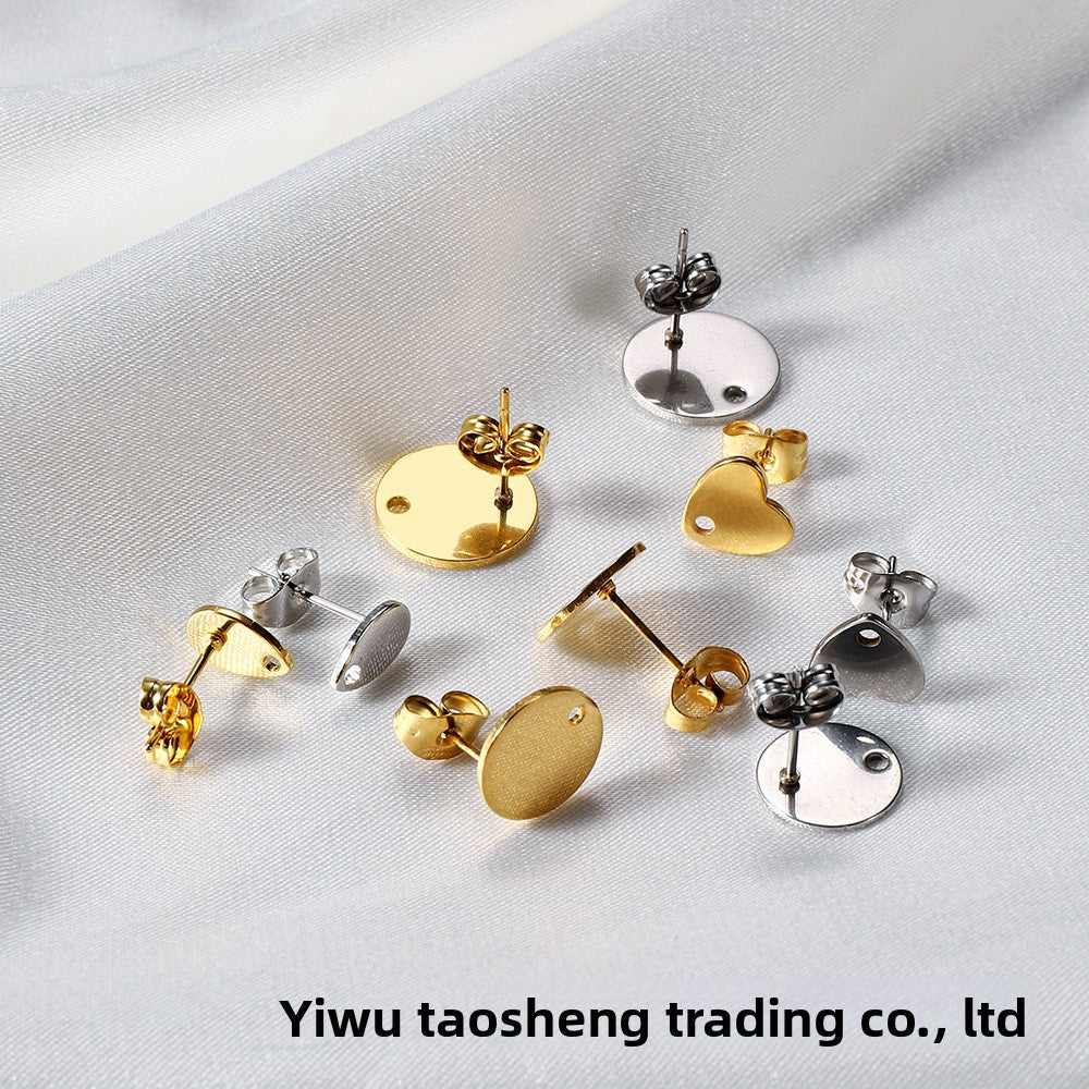 Cute Heart Shape Earring Findings In Golden Color, 10 PCS/Package With Hole Size 1~1.9mm Jewelry Accessories