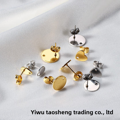 Cute Heart Shape Earring Findings In Golden Color, 10 PCS/Package With Hole Size 1~1.9mm Jewelry Accessories
