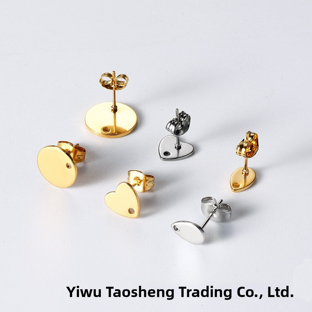 Cute Heart Shape Earring Findings In Golden Color, 10 PCS/Package With Hole Size 1~1.9mm Jewelry Accessories