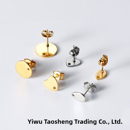 Cute Heart Shape Earring Findings In Golden Color, 10 PCS/Package With Hole Size 1~1.9mm Jewelry Accessories