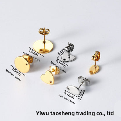 Cute Heart Shape Earring Findings In Golden Color, 10 PCS/Package With Hole Size 1~1.9mm Jewelry Accessories