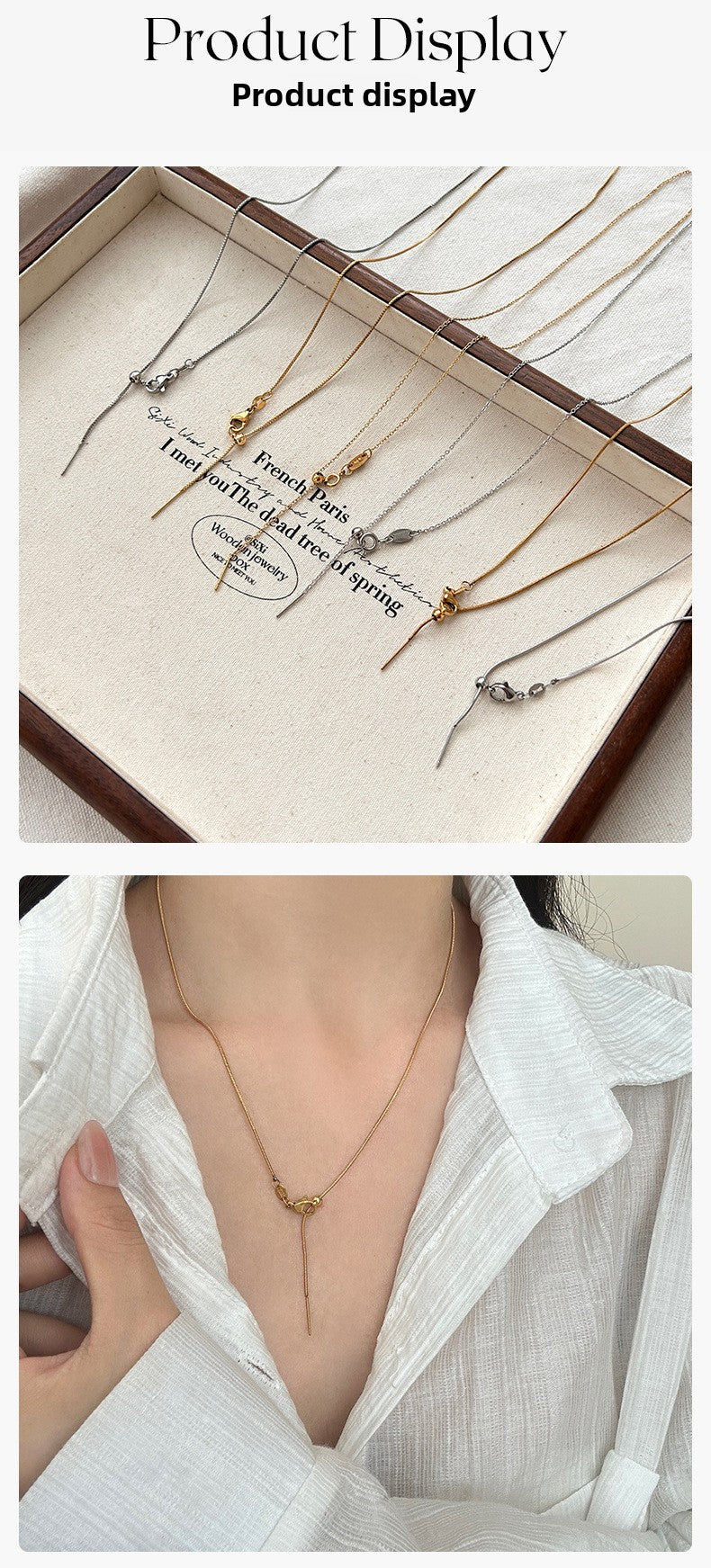 For Love Charms Necklace In Golden Titanium Steel With Durable Cable Chain