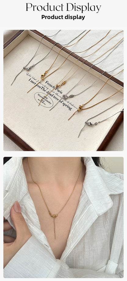 For Love Charms Necklace In Golden Titanium Steel With Durable Cable Chain