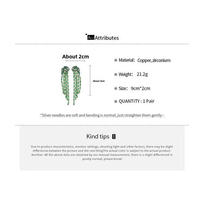 Tassel Stud Earrings For Women In Silver Copper With Zircon Inlay
