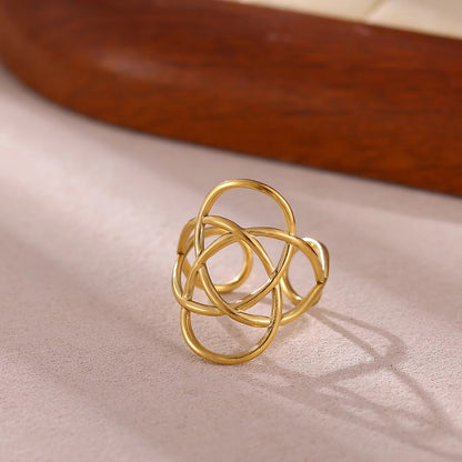 Geometric Ring For Stylish Wear, Made Of 304 Stainless Steel With 18K Real Gold Plated Finish In Steel Color