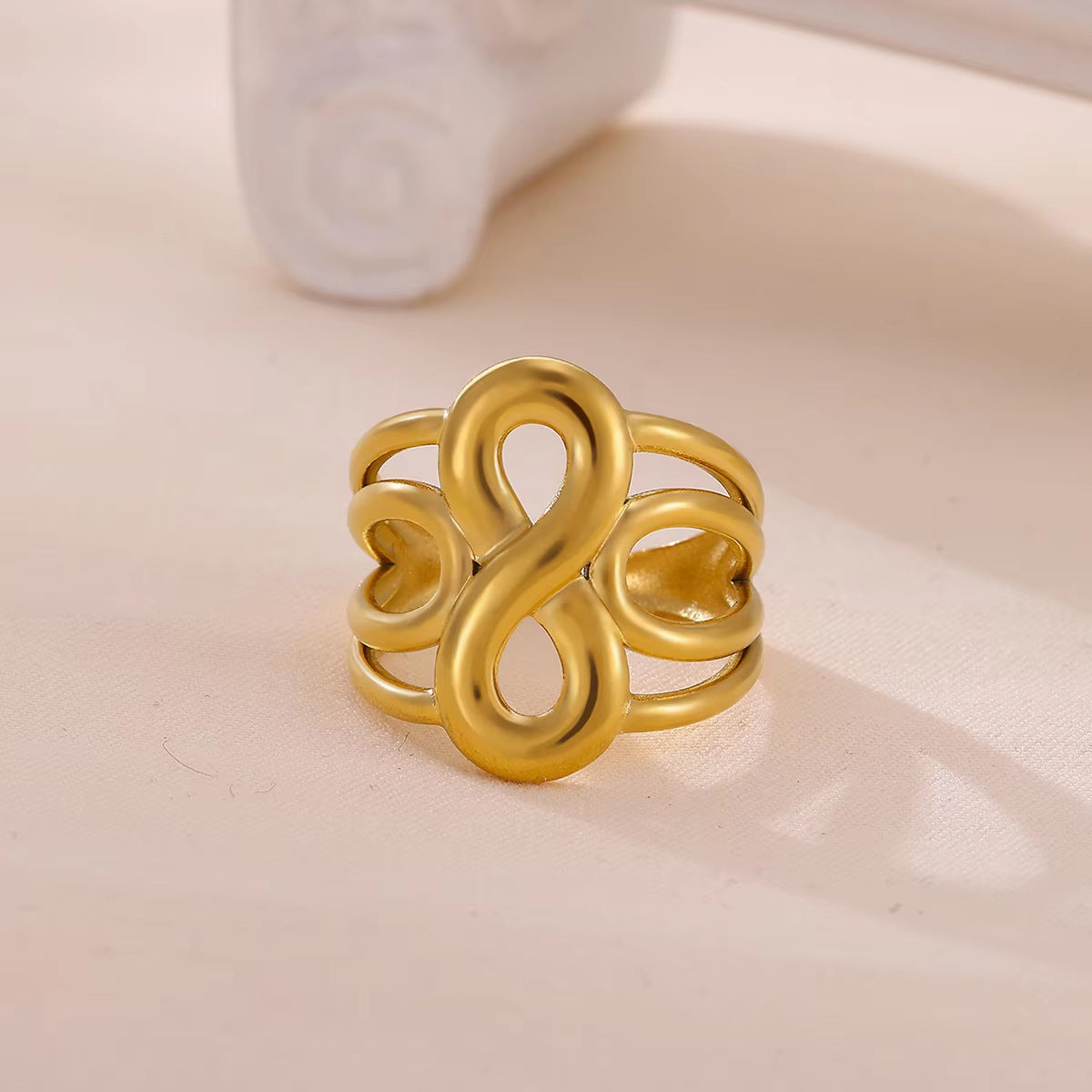 Geometric Ring For Stylish Wear, Made Of 304 Stainless Steel With 18K Real Gold Plated Finish In Steel Color