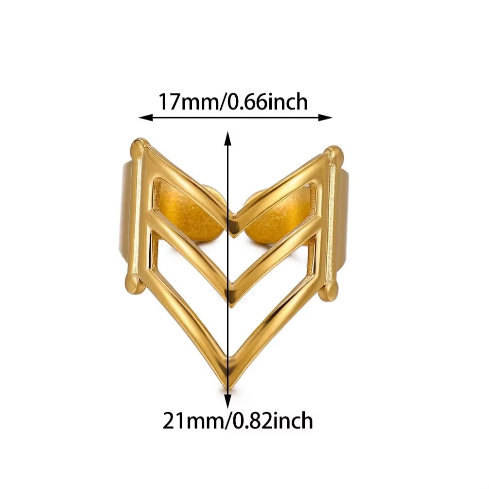 Geometric Ring For Stylish Wear, Made Of 304 Stainless Steel With 18K Real Gold Plated Finish In Steel Color