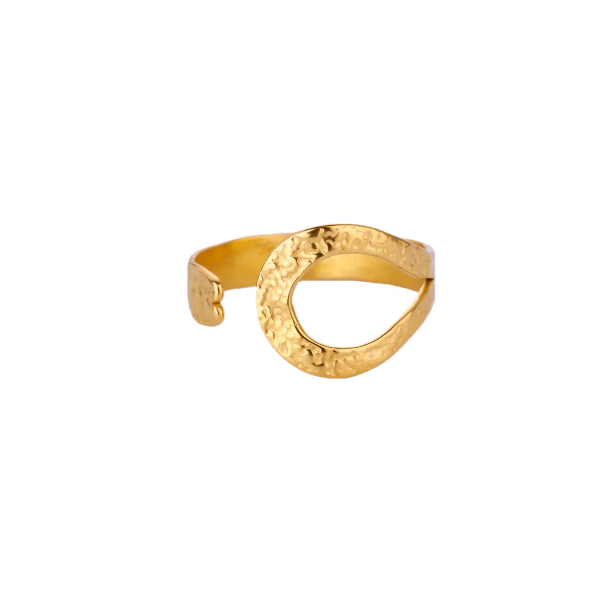 Geometric Ring For Stylish Wear, Made Of 304 Stainless Steel With 18K Real Gold Plated Finish In Steel Color