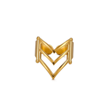 Geometric Ring For Stylish Wear, Made Of 304 Stainless Steel With 18K Real Gold Plated Finish In Steel Color