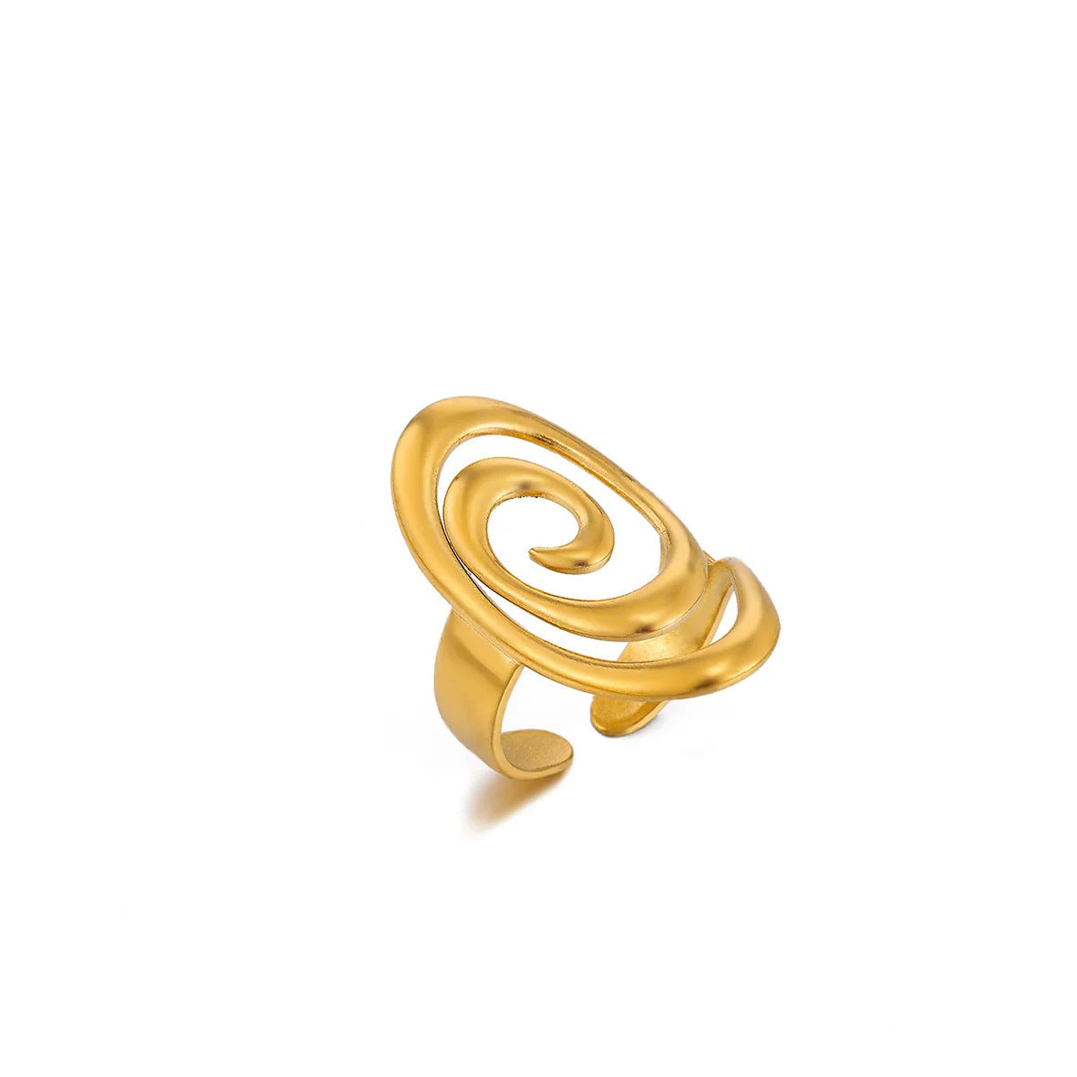 Geometric Ring For Stylish Wear, Made Of 304 Stainless Steel With 18K Real Gold Plated Finish In Steel Color