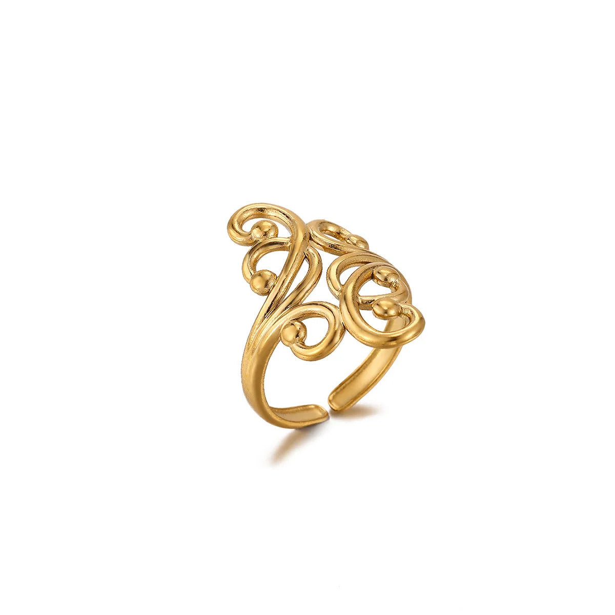 Geometric Ring For Stylish Wear, Made Of 304 Stainless Steel With 18K Real Gold Plated Finish In Steel Color