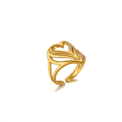 Geometric Ring For Stylish Wear, Made Of 304 Stainless Steel With 18K Real Gold Plated Finish In Steel Color