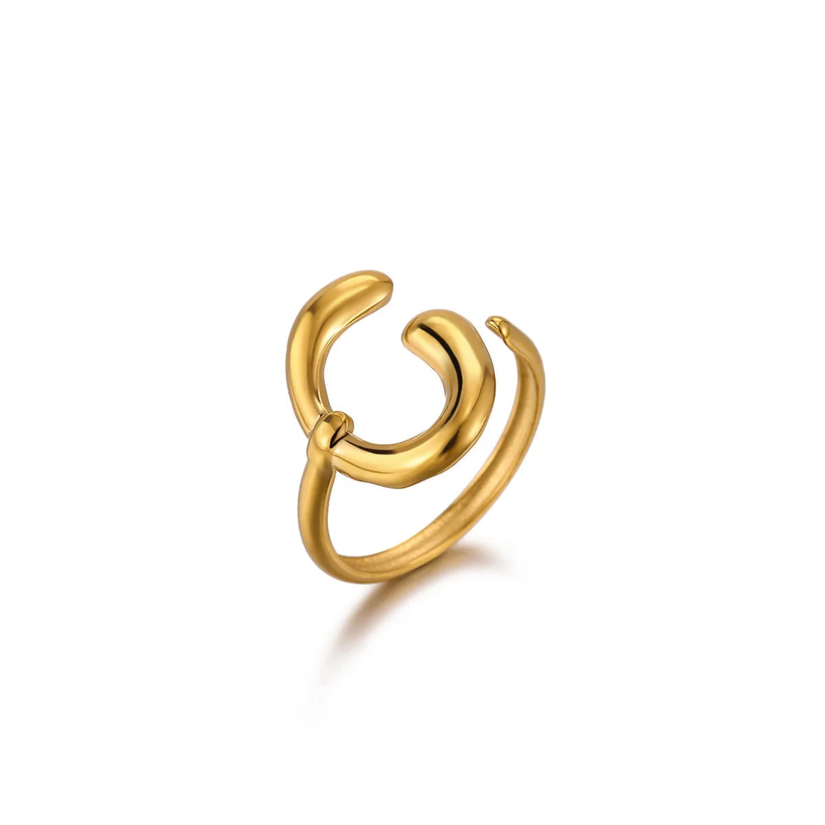 Geometric Ring For Stylish Wear, Made Of 304 Stainless Steel With 18K Real Gold Plated Finish In Steel Color