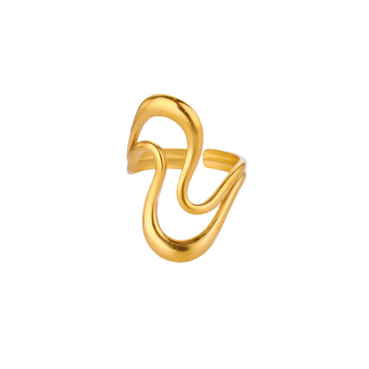 Geometric Ring For Stylish Wear, Made Of 304 Stainless Steel With 18K Real Gold Plated Finish In Steel Color