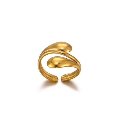 Geometric Ring For Stylish Wear, Made Of 304 Stainless Steel With 18K Real Gold Plated Finish In Steel Color