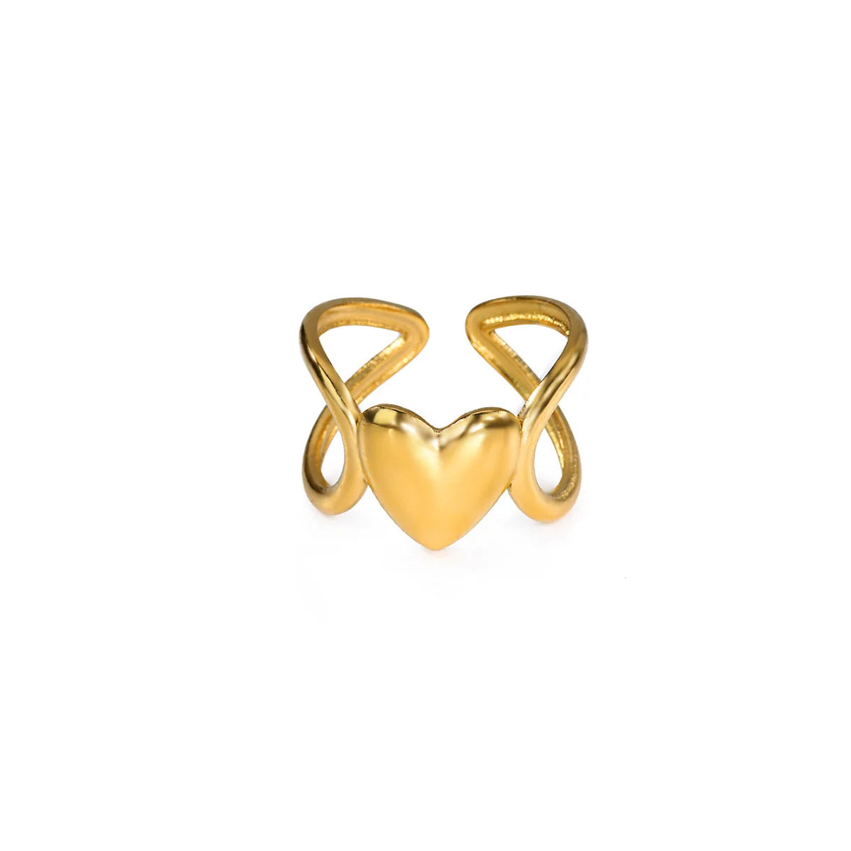 Geometric Ring For Stylish Wear, Made Of 304 Stainless Steel With 18K Real Gold Plated Finish In Steel Color