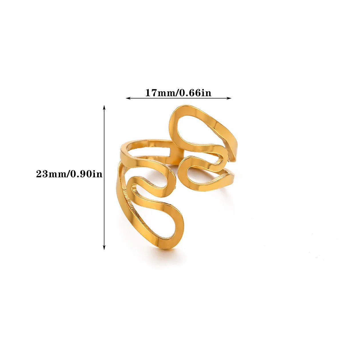 Geometric Ring For Stylish Wear, Made Of 304 Stainless Steel With 18K Real Gold Plated Finish In Steel Color
