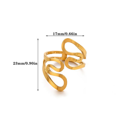 Geometric Ring For Stylish Wear, Made Of 304 Stainless Steel With 18K Real Gold Plated Finish In Steel Color
