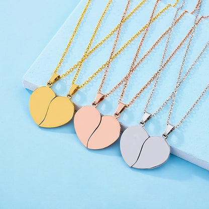 Heart Shape Necklace For Women, Made Of Durable Titanium Steel, Available In Silver, 1 Pair