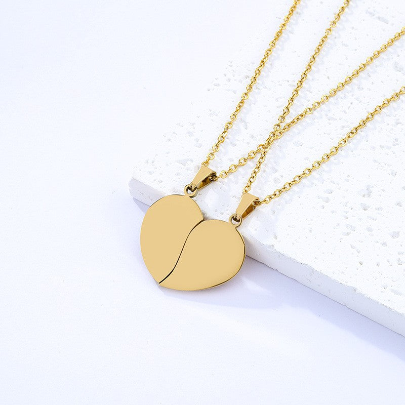 Heart Shape Necklace For Women, Made Of Durable Titanium Steel, Available In Silver, 1 Pair