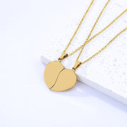 Couple Half Heart + 2mm Flat Cross Chain (45+5cm) Gold Pair
