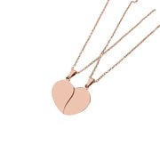 Couple Half Heart + 2mm Flat Cross Chain (45+5cm) Rose Gold Pair